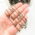 Load image into Gallery viewer, Golden Pyrite & CZ Dangle Oxidized Wire Chain. PYR58