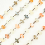 Load image into Gallery viewer, Multi Moonstone Oxidized Wire Chain. MMS8