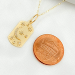 Load image into Gallery viewer, 14K Solid Gold Rectangular Diamond Charm with Moon and Stars. GDP653