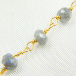 Load image into Gallery viewer, Coated Grey Quartz Gold Plated Wire Chain. CQU16