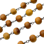 Load image into Gallery viewer, Wood Round Shape Wire Wrap Chain. WO2
