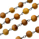 Load image into Gallery viewer, Wood Round Shape Wire Wrap Chain.