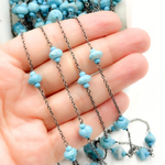 Load image into Gallery viewer, Turquoise Oxidized Connected Wire Chain. TRQ15