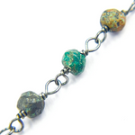 Load image into Gallery viewer, Chrysocolla Black Rhodium 925 Sterling Silver Wire Chain. CSO5
