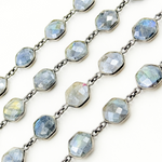 Load image into Gallery viewer, Coated Labradorite Hexagon Shape Bezel Oxidized Wire Chain. CLB68