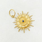 Load image into Gallery viewer, 14k Solid Gold Diamond and Gemstone Sun Charm. GDP542