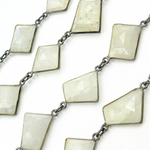 Load image into Gallery viewer, White Moonstone Fancy Shape Bezel Chain. WMS3