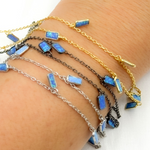 Load image into Gallery viewer, Created Blue Opal Rectangular Shape Dangle Chain