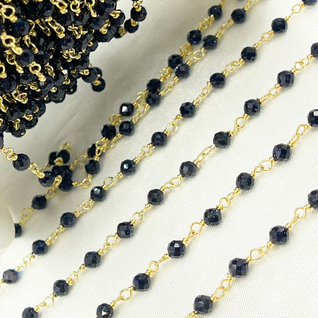 Blue Sunstone Gold Plated Wire Chain. SNS2