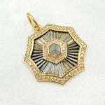 Load image into Gallery viewer, KSG55. 14k Solid Gold and Sterling Silver Black Rhodium Diamonds Shape Charm