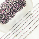 Load image into Gallery viewer, CQU27. Coated Red Quartz & Round CZ Wire Wrap Chain