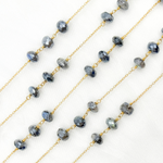 Load image into Gallery viewer, Coated Labradorite Gold Plated Wire Chain. CLB5