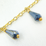 Load image into Gallery viewer, Coated Black Spinel Drop Dangle Gold Plated 925 Sterling Silver Wire Chain. CBS10