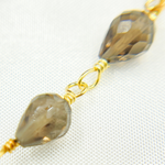 Load image into Gallery viewer, Smoky Quartz Tear Drop Shape Gold Plated Wire Chain. SMQ12
