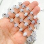 Load image into Gallery viewer, Natural Chalcedony Oxidized Wire Chain.