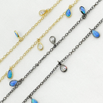 Load image into Gallery viewer, Created Blue Opal & CZ Tear Drop Shape Dangle Chain. CBO7
