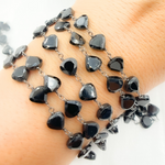 Load image into Gallery viewer, Black Spinel Heart Shape Oxidized Wire Chain.