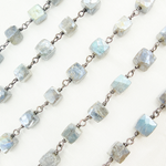 Load image into Gallery viewer, Coated Labradorite Cube Shape Oxidized Wire Chain. CLB50