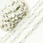 Load image into Gallery viewer, White Moonstone Organic Shape Oxidized Wire Chain. WMS30