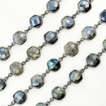 Load image into Gallery viewer, Coated Labradorite Hexagon Shape Bezel Oxidized Wire Chain. CLB68