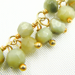 Load image into Gallery viewer, Cats Eye Cluster Dangle Gold Plated Wire Chain. CAT13