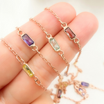 Load image into Gallery viewer, Multi Color Cubic Zirconia Rectangular Shape Connected Chain. CZ46
