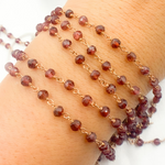 Load image into Gallery viewer, Garnet Rose Gold Plated Wire Chain.