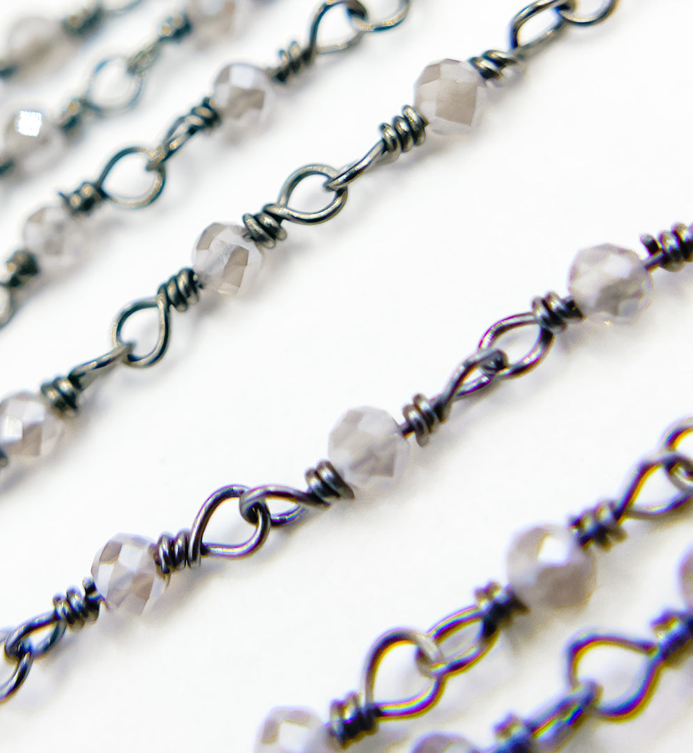 Coated White Topaz Wire Wrap Chain. TOP3