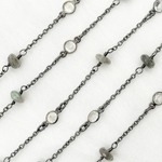 Load image into Gallery viewer, Labradorite & White Topaz Oxidized Connected Wire Chain. LAB48