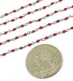 Load image into Gallery viewer, Red Coral Wire Wrap Chain. COR6