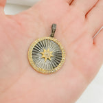 Load image into Gallery viewer, GDP808. 14k Solid Gold and Black Rhodium Sterling Silver Diamond Circle Star Charm