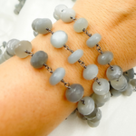 Load image into Gallery viewer, Grey Moonstone Oxidized Wire Chain. GMS2
