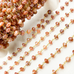 Load image into Gallery viewer, Coated Peach Moonstone Gold Plated Wire Chain. CMS78
