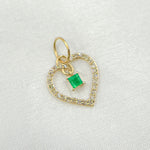 Load image into Gallery viewer, 14k Solid Gold Diamond and Emerald Heart Charm. GDP621