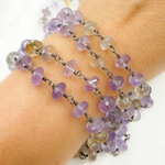 Load image into Gallery viewer, Ametrine Oxidized 925 Sterling Silver Wire Chain. AME22