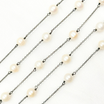Load image into Gallery viewer, Freshwater Pearl Oxidized Connected Wire Chain. PRL54