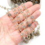 Load image into Gallery viewer, Labradorite Double Gold Plated Connected Wire Chain. LAB120
