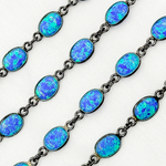 Load image into Gallery viewer, Created Blue Opal Oval Shape Connected Chain. CBO10
