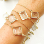 Load image into Gallery viewer, Crystal Rectangle Shape Bezel Gold Plated Wire Chain. CR6