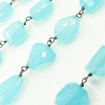 Load image into Gallery viewer, Blue Chalcedony Organic Shape Oxidized Wire Chain. BCL5