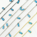 Load image into Gallery viewer, Blue Cubic Zirconia Rectangle Shape Dangle Chain. CZ66