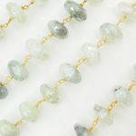 Load image into Gallery viewer, Coated Prehnite Gold Plated Wire Chain. CPR8