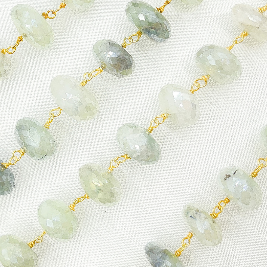 Coated Prehnite Gold Plated Wire Chain. CPR8
