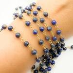 Load image into Gallery viewer, Lapis Lazuli Round Shape Gold Plated Wire Chain. LAP12
