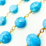 Load image into Gallery viewer, Turquoise Coin Shape Gold Plated Wire Chain. TRQ24