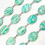 Load image into Gallery viewer, Amazonite Oval Shape Oxidized Wire Chain. AMZ3