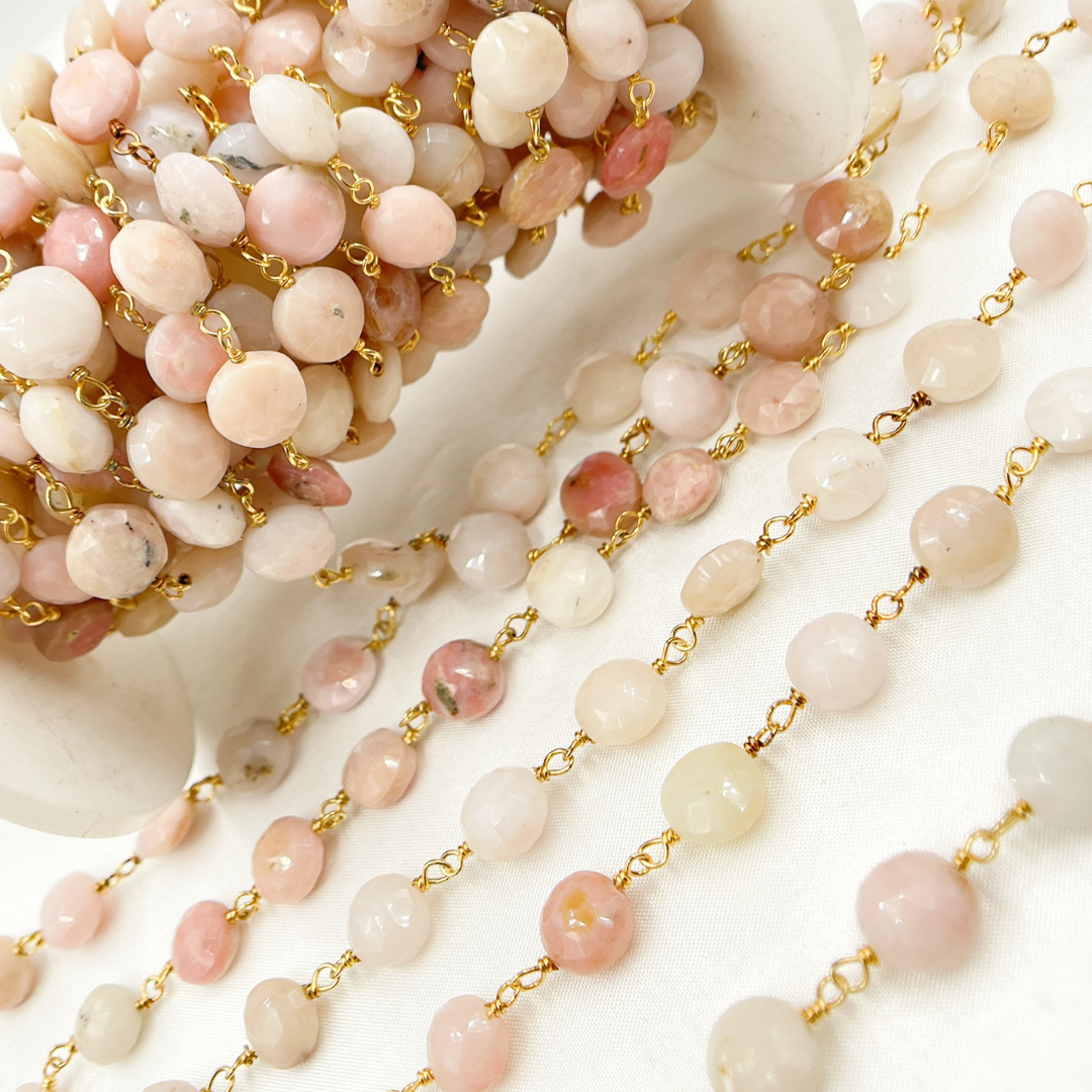 Pink Opal Gold Plated Wire Chain. POP5