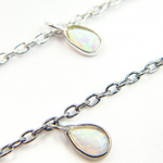 Load image into Gallery viewer, Created White Opal Tear Drop Shape Dangle Chain. CWO6