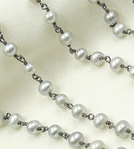 Load image into Gallery viewer, Grey Freshwater Pearl Wire Wrap Chain. PRL29