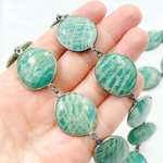 Load image into Gallery viewer, Amazonite Oval Shape Oxidized Wire Chain. AMZ4